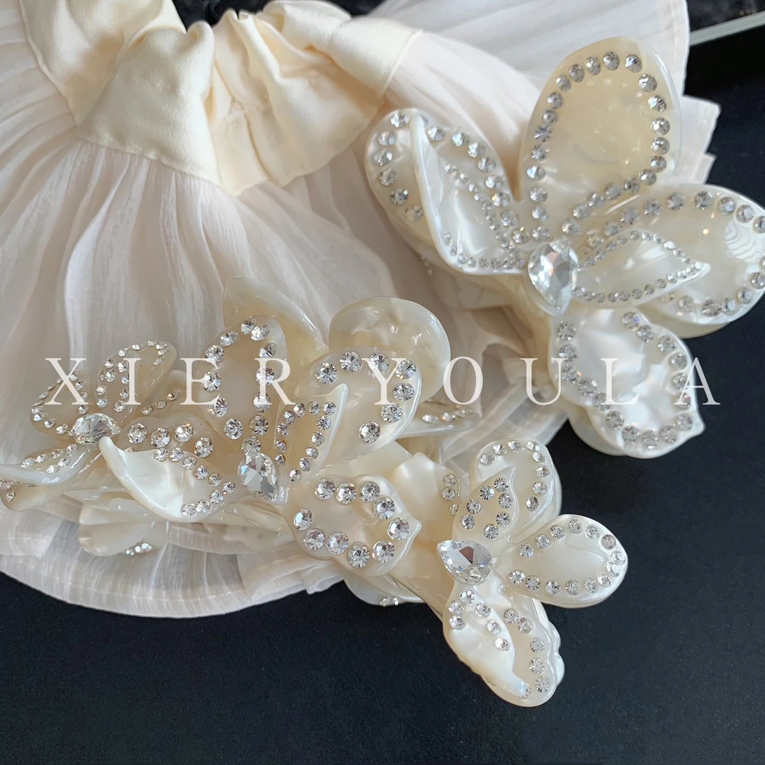 【喜儿ula】8-26-2气质花朵轻奢高级感立体头顶蓬松抓夹