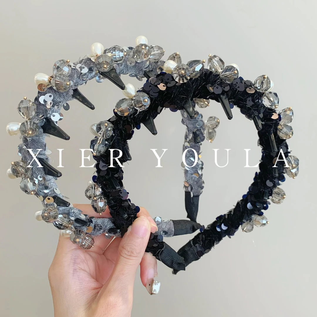 【喜儿ula】12-8-2气质轻奢亮片波浪带齿塑定型高级感发箍