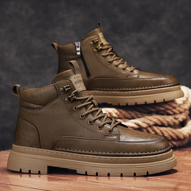 YEARCON/意尔康新款中邦马丁靴厚底板鞋男士休闲男鞋-E54404724