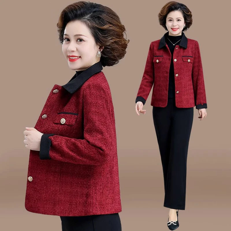 罗蒙洋气妈妈春装外套2025新款贵夫人小香风呢子上衣中年女西装