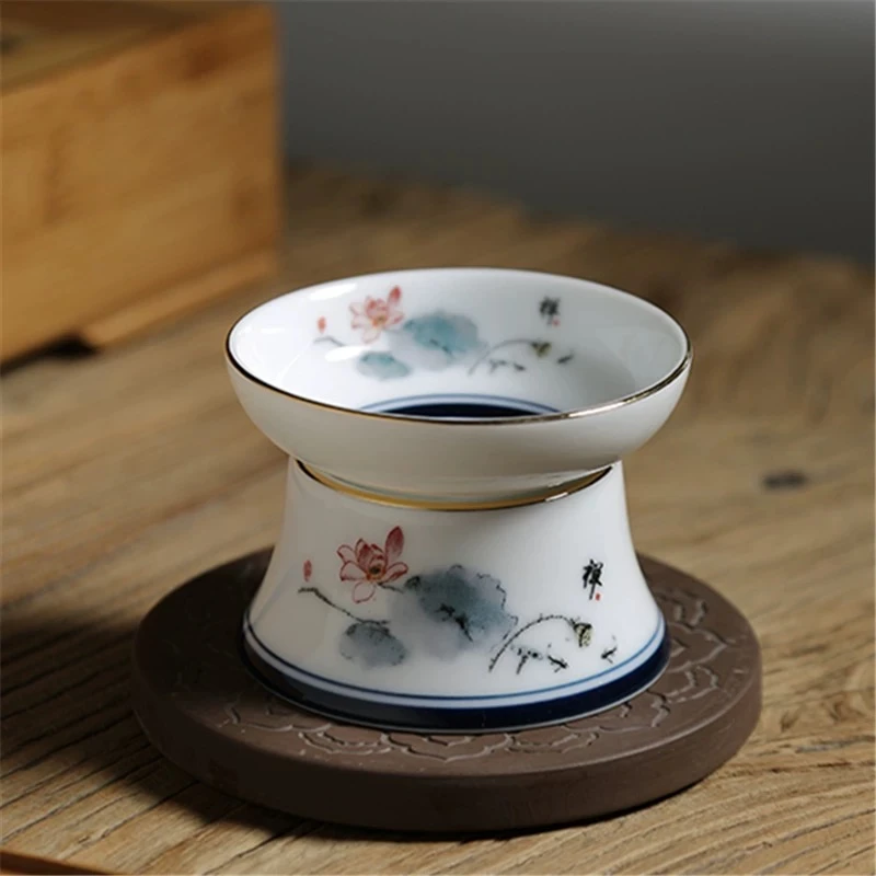 全陶瓷泡茶过滤器茶滤网公道杯茶漏一体茶具配件泡茶器茶隔滤茶器