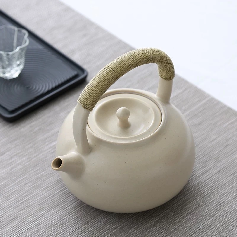 日式苏打釉白泥壶煮提梁茶壶高温耐热煮茶器电陶炉煮水壶正品包邮