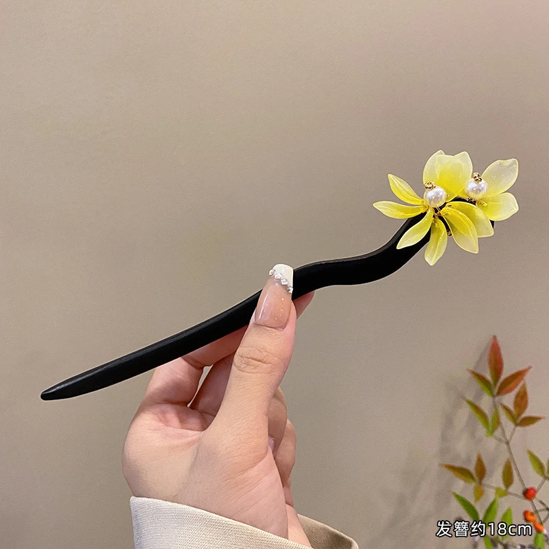 陌上花开A72花朵发钗簪子新中式古风汉服旗袍高级感简约新中式