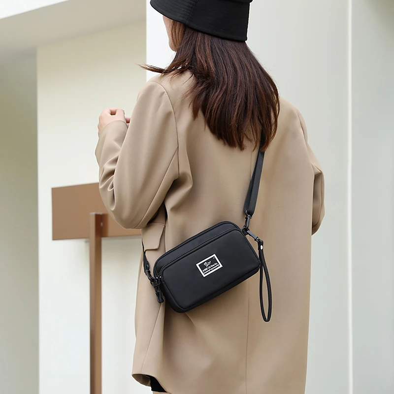 三层手机包女迷你女士小包包夏季2025新款时尚女包百搭帆布斜挎包