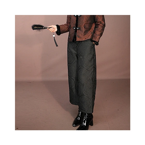 T2秋冬轻奢阔腿裤显瘦气质加棉九分休闲裤K18