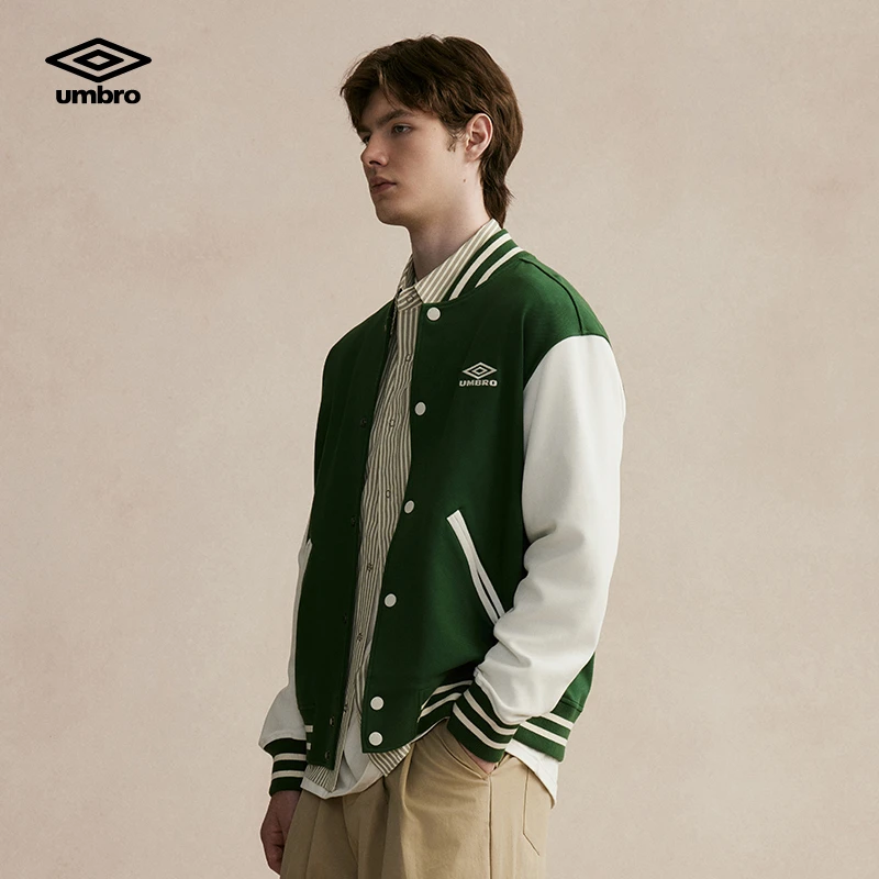 umbro茵宝棒球服24秋冬男款复古加厚宽松休闲夹克外套U2124450502