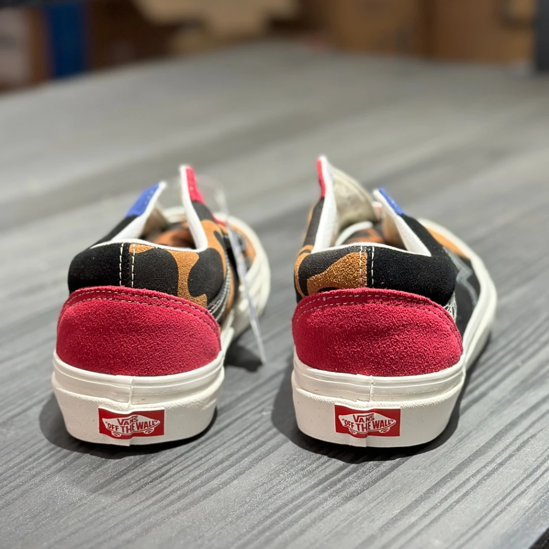 Vans 男女款安纳海姆豹纹拼色帆布鞋低帮运动休闲鞋 VN0A54F396M