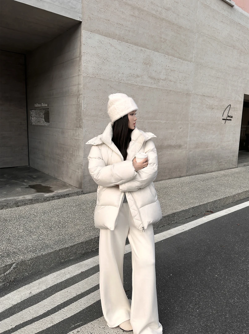 5werkwen 小火炉 90白鸭绒保暖立领连帽 可拆卸帽子 保暖羽绒服