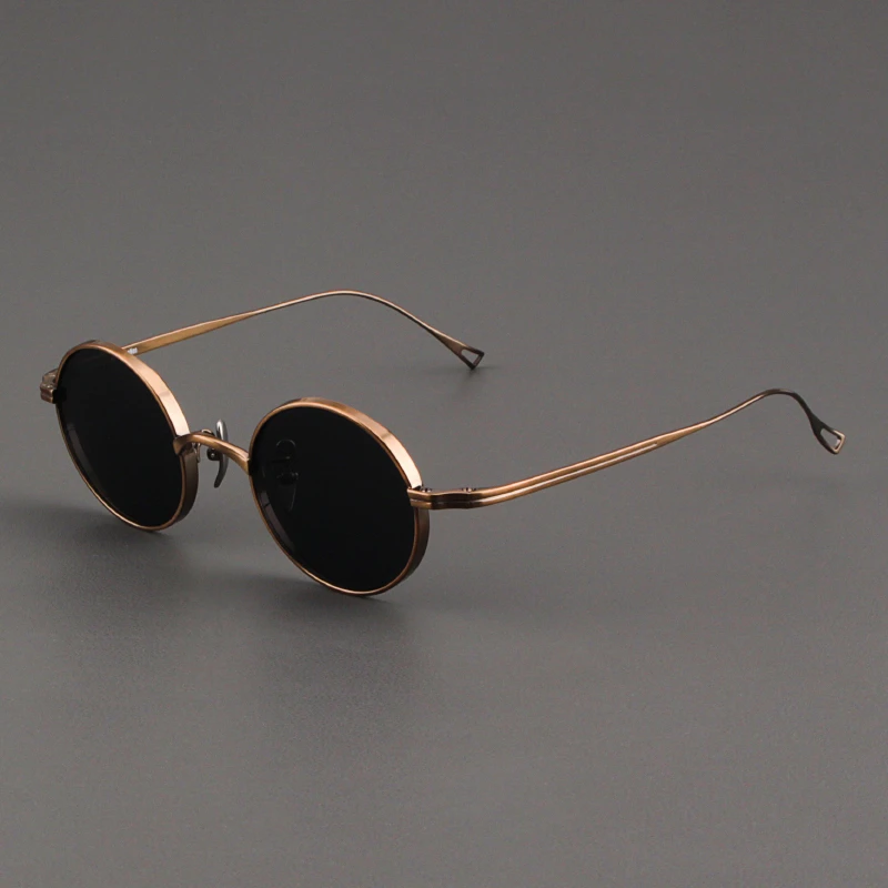 KENNEMONNEN本万年龟纯钛墨镜女古铜色圆形小框眼镜复古太阳镜男