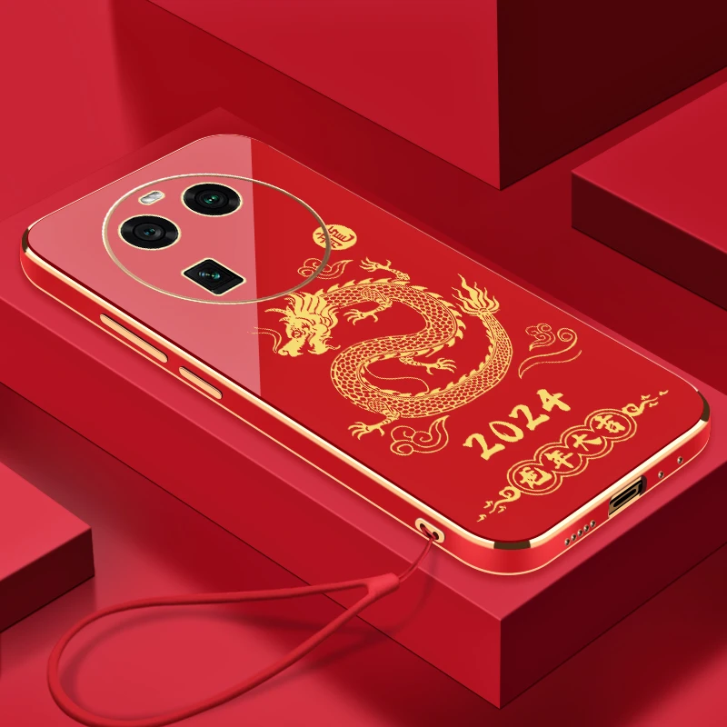 龍年大吉OPPOFINDX6手机壳硅胶软壳高端中国红防摔新年款手机壳