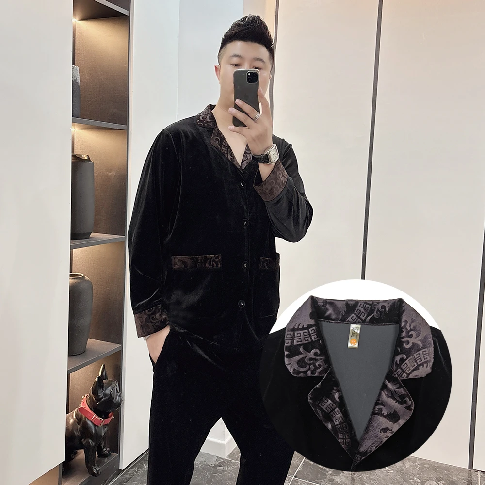 男士金丝绒百搭质感柔软秋冬季2025舒适睡衣套装可外穿休闲家居服