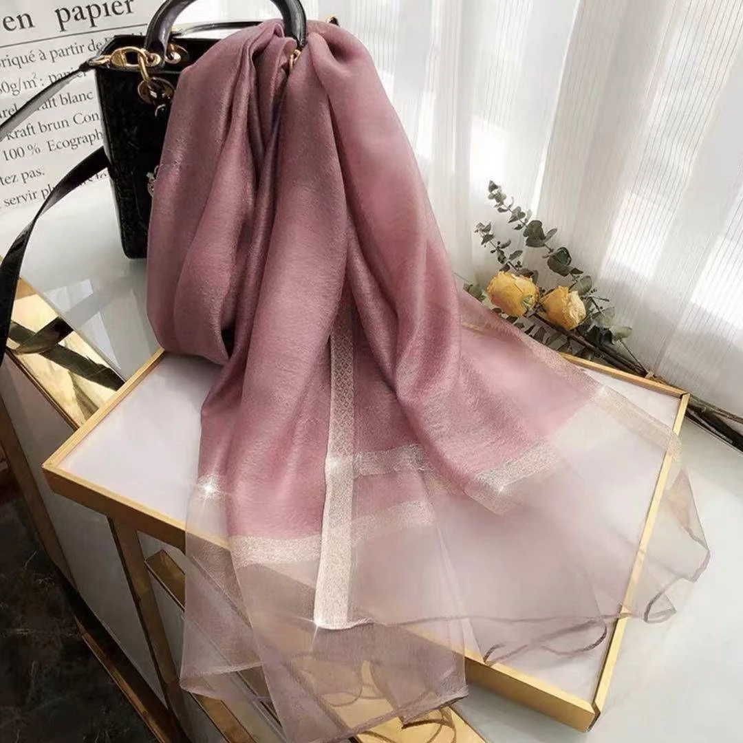 桑蚕丝羊毛175*75左右围巾丝巾披肩【纯色钉珠款】香芋紫色G5