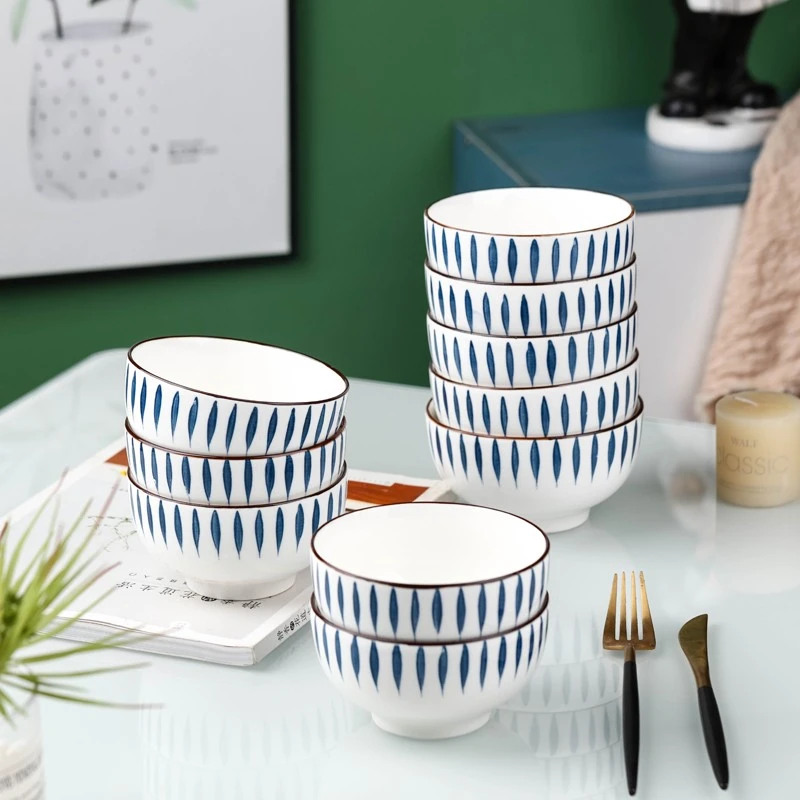 【主播推荐】流星雨4.5/5英寸大碗小面碗4/6/10只装陶瓷家用饭碗