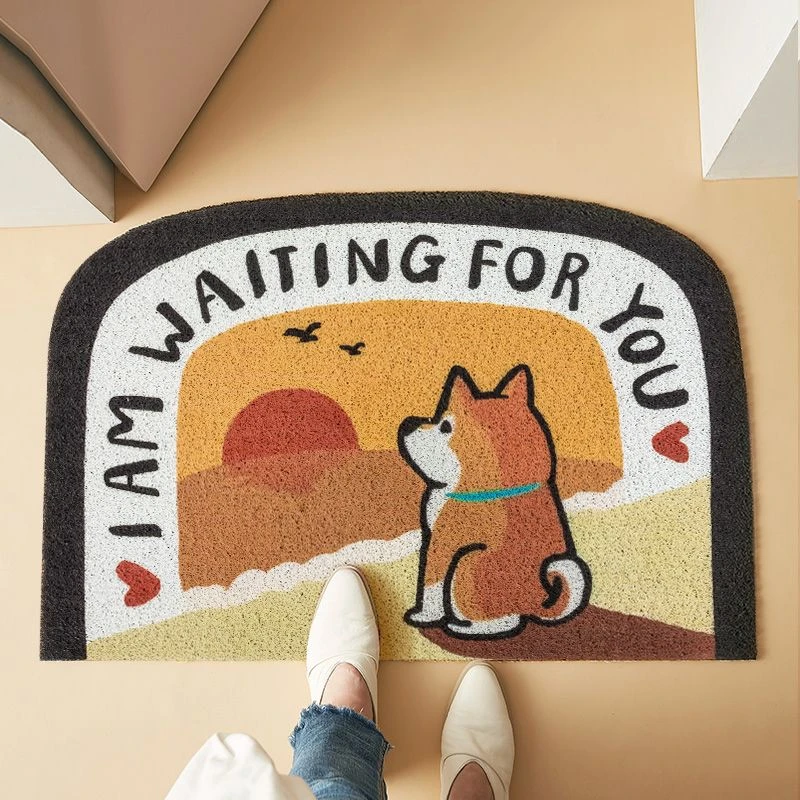 网红卡通柴犬狗入户门地垫进门蹭土脚垫玄关地毯门垫可裁剪丝圈