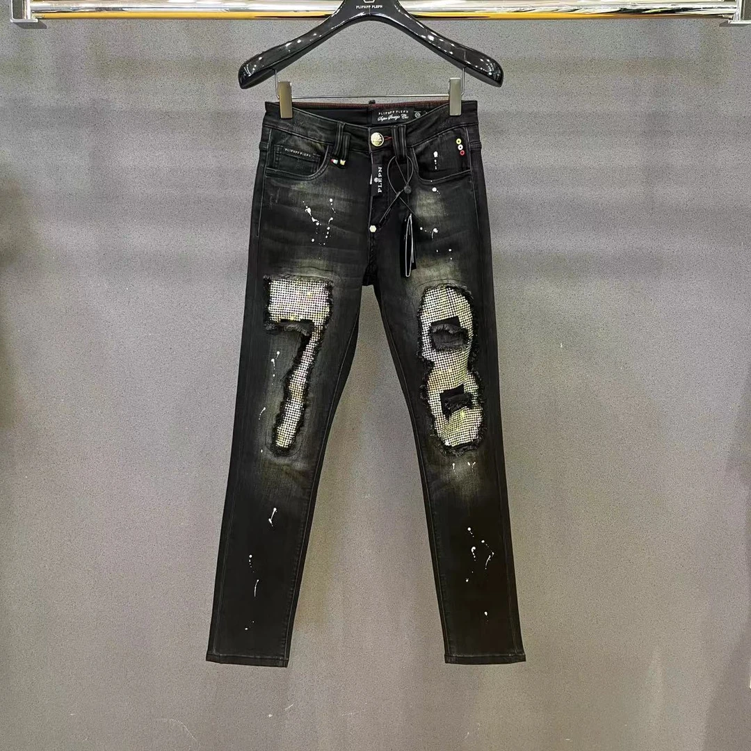 PLIPHPP PLEPN正品PP 78彩钻修身弹力高端成熟痞帅男装牛仔裤6655