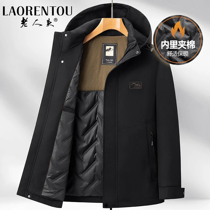 老人头爸爸冬装外套加厚棉衣2024新款中老年爷爷羽绒棉服冬季棉袄