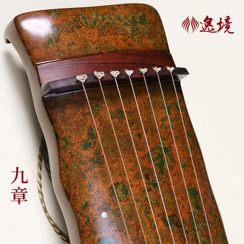 逸境古琴落霞式八宝灰纯手工老杉木演奏收藏级亲斫七弦瑶琴直播选