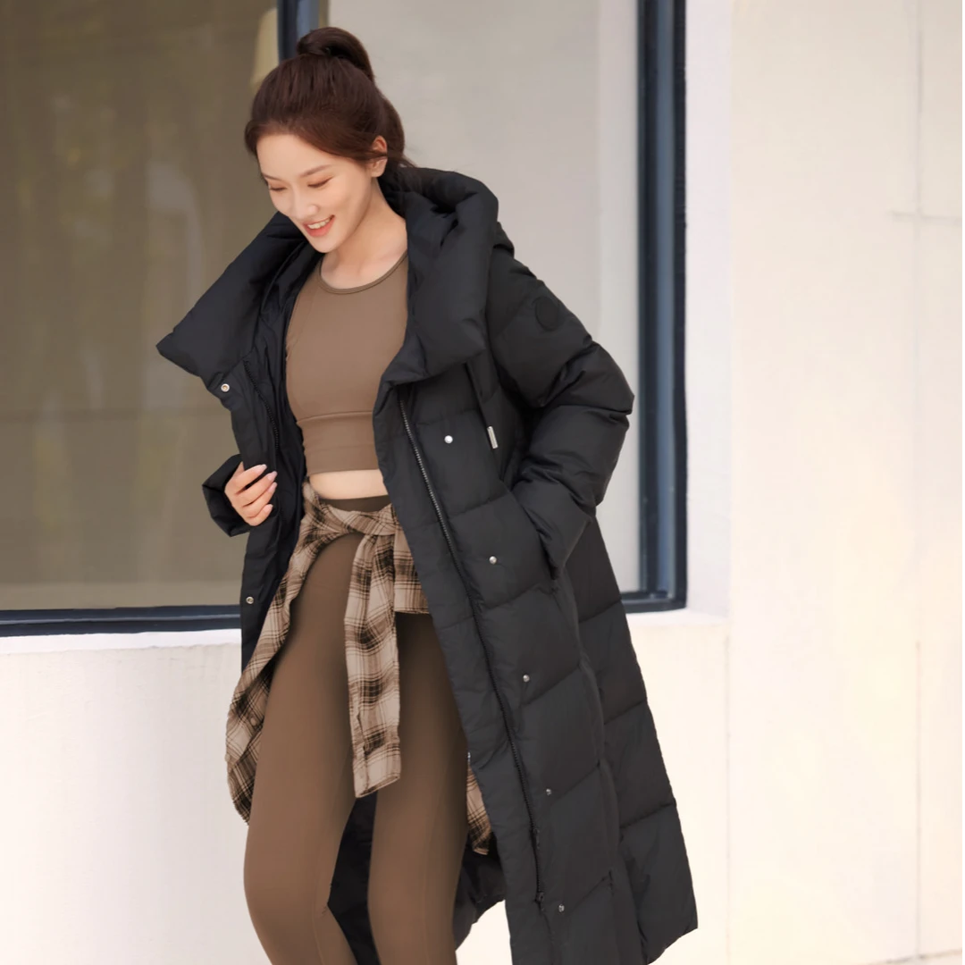 波司登2024冬季新款都市优雅加厚保暖连帽外套女士休闲长款羽绒服