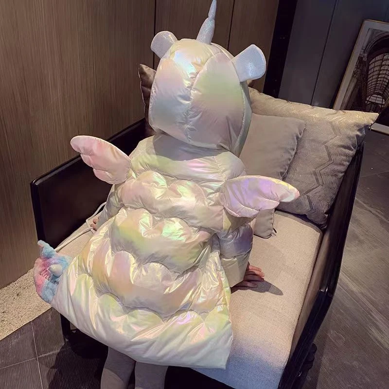 亮皮女童冬装新款羽绒服小女孩宝宝中长款免洗韩版袄潮II