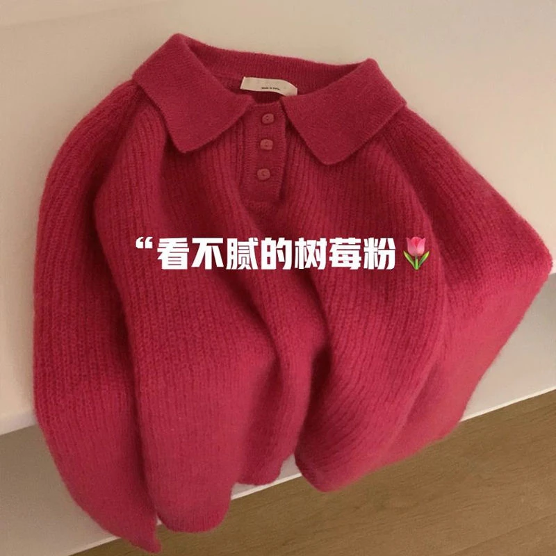女童树莓粉毛衣2023新款秋冬季童装上衣儿童洋气秋冬装针织衫II