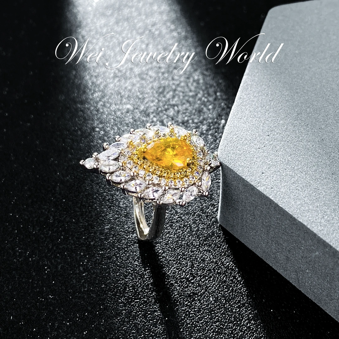 V0235 轻奢时尚气质水滴满镶嵌可调节戒指