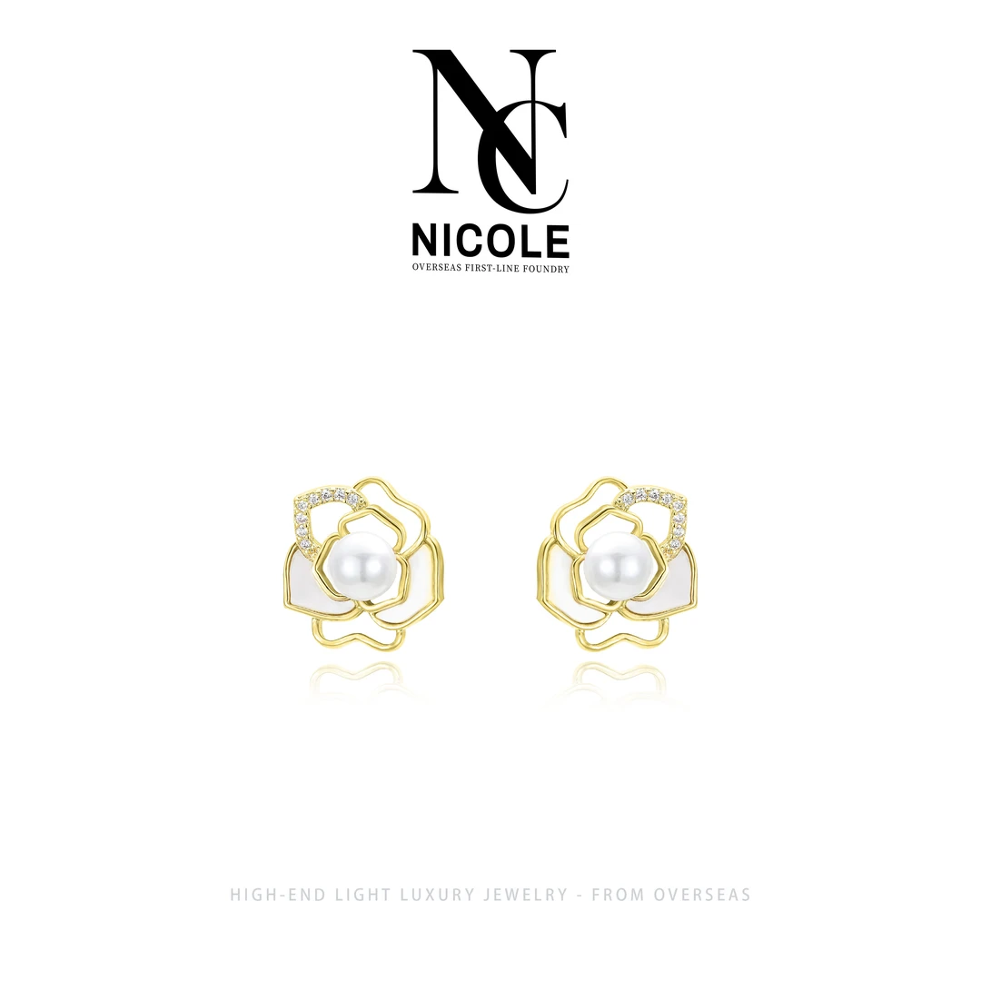 铜合金耳饰 Nicole★气质温柔感山茶花耳钉 G0202