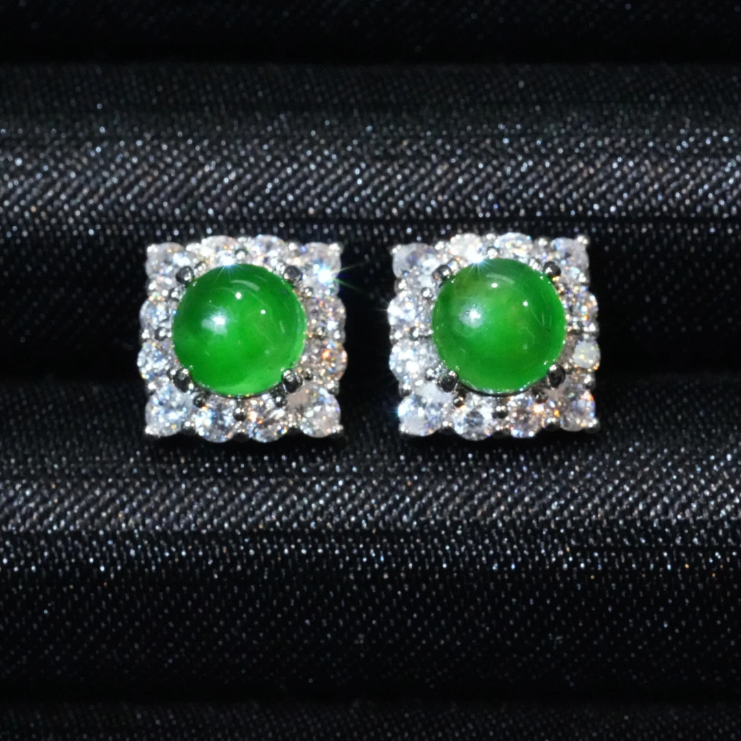 天然A货翡翠蛋面耳钉优雅时尚多样性发