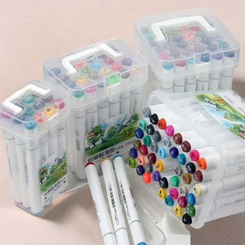 天卓83010马克笔三角杆套装双头学生手绘彩色笔12色绘画笔