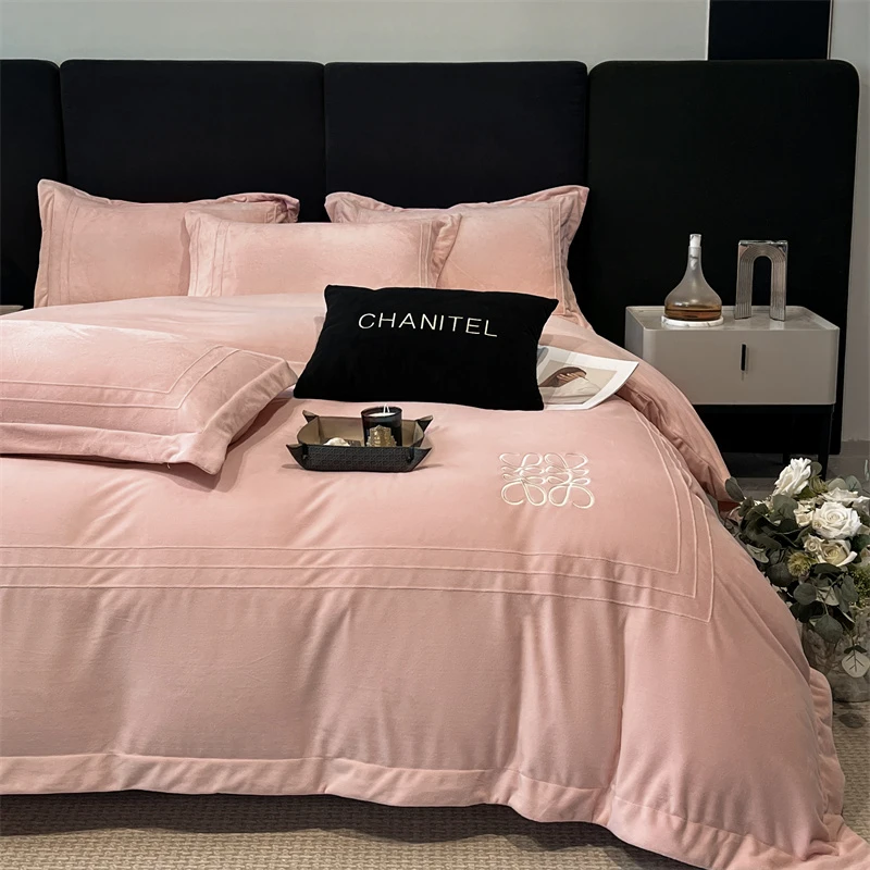 新款高克重宝宝绒短绒保暖加厚牛奶绒四件套床单加绒被套床上用品