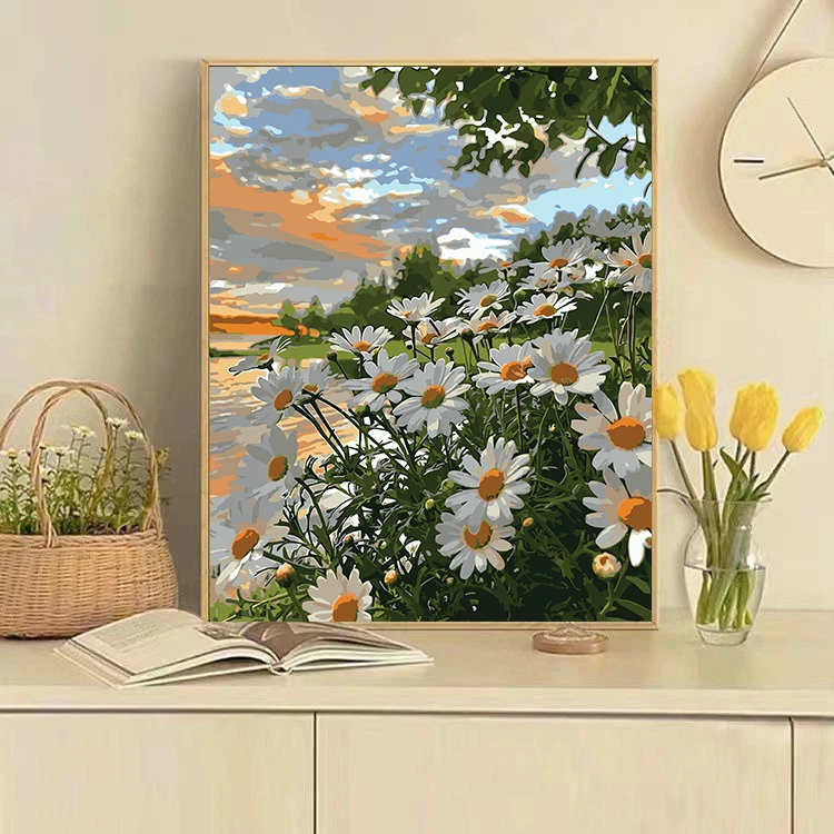 【艺在笔画】diy数字油画花卉解闷手工绘填色涂画油彩挂画小雏菊