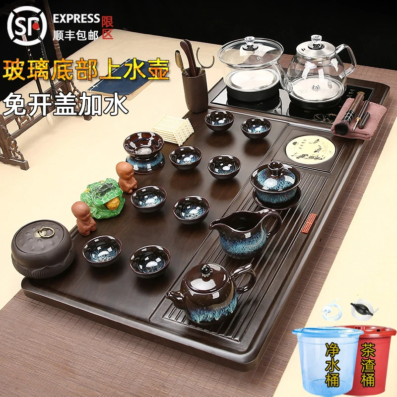 茶盘家用一体全自动玻璃底部上水烧水壶紫砂茶具套装办公室泡茶台