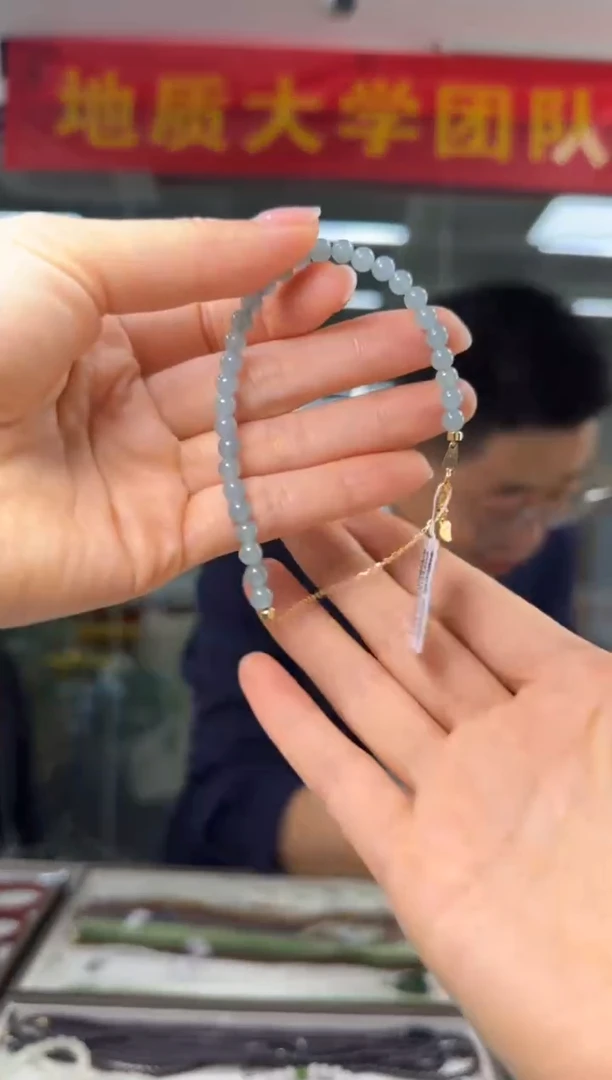 【闪购商品】翡翠手串银S925镶嵌翡翠圆珠手串