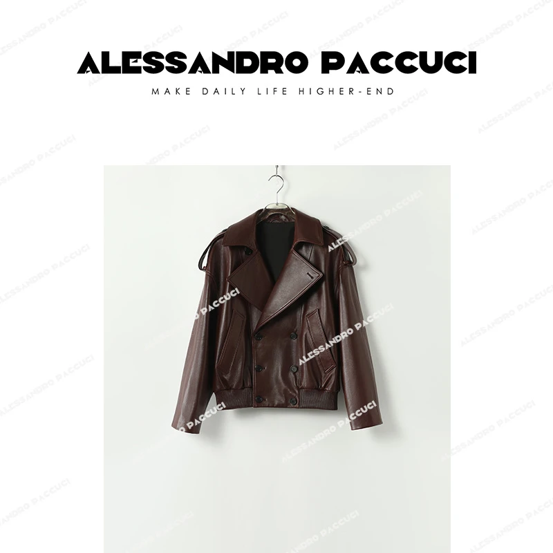 AP洛哥431028PY【黑标系列】西班牙进口羊皮活页设计阔版夹克皮衣