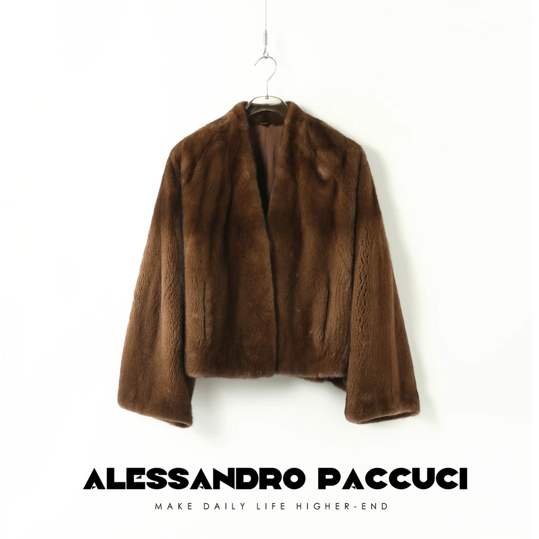 SAGA✖AP洛哥44048CS【皇冠版】水貂毛皮@桑蚕丝内里蝙蝠袖皮草外套