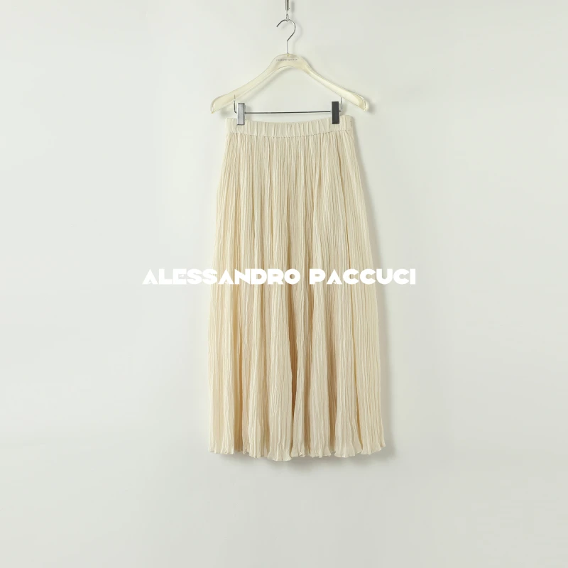 AP洛哥42075QB【黑标系列】韩国进口棉百褶肌理感松紧腰半身裙