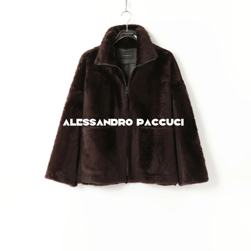 【孤品特价不退换】洛哥44040CM【黑标】进口lacon皮毛一体立翻领外套