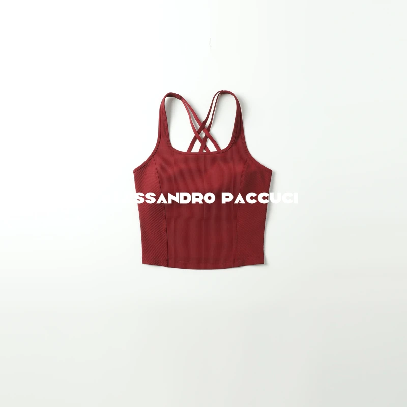 AP洛哥43024UD 弹性自带胸带交叉美背纯色百搭吊带