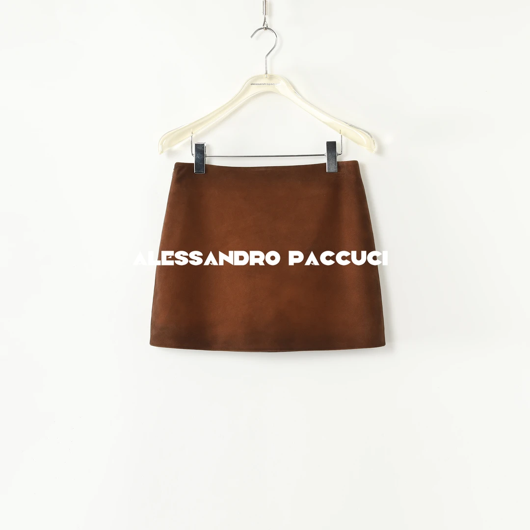 AP洛哥25541-1【黑标系列】进口绒面羊皮 手工擦色时尚百搭半裙