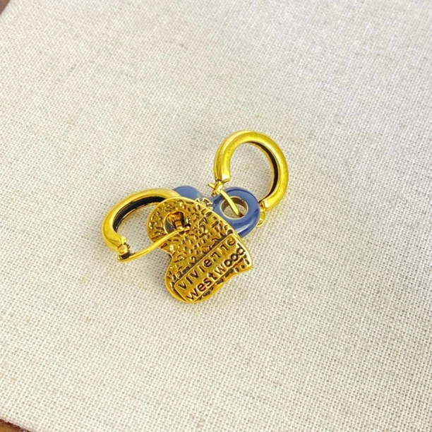 铜合金耳饰 04308大淇原创复古风拼色爱心星球元素个性百搭耳扣