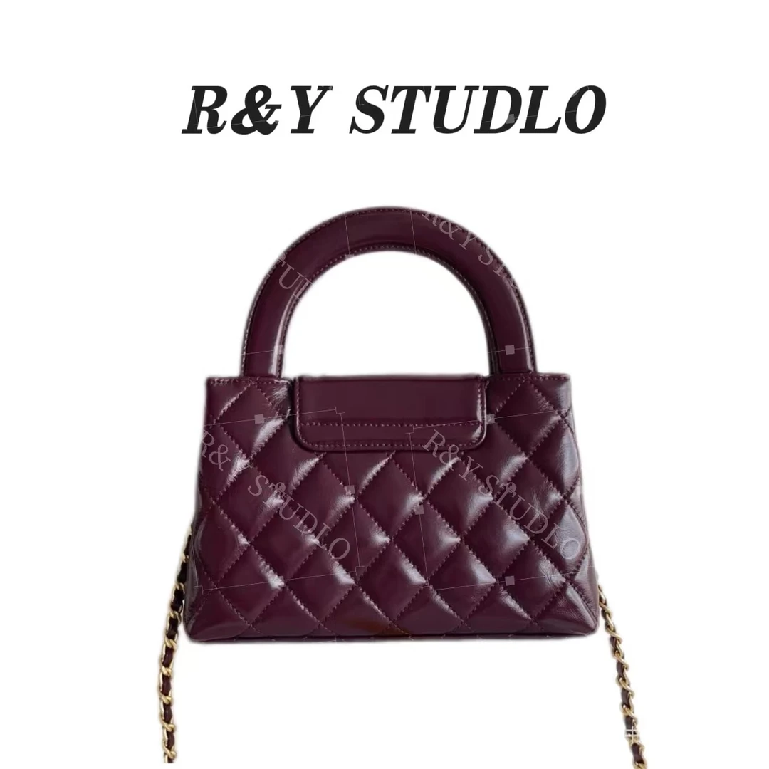 R&Y高定手提斜挎时尚轻奢牛皮头层菱格包c45