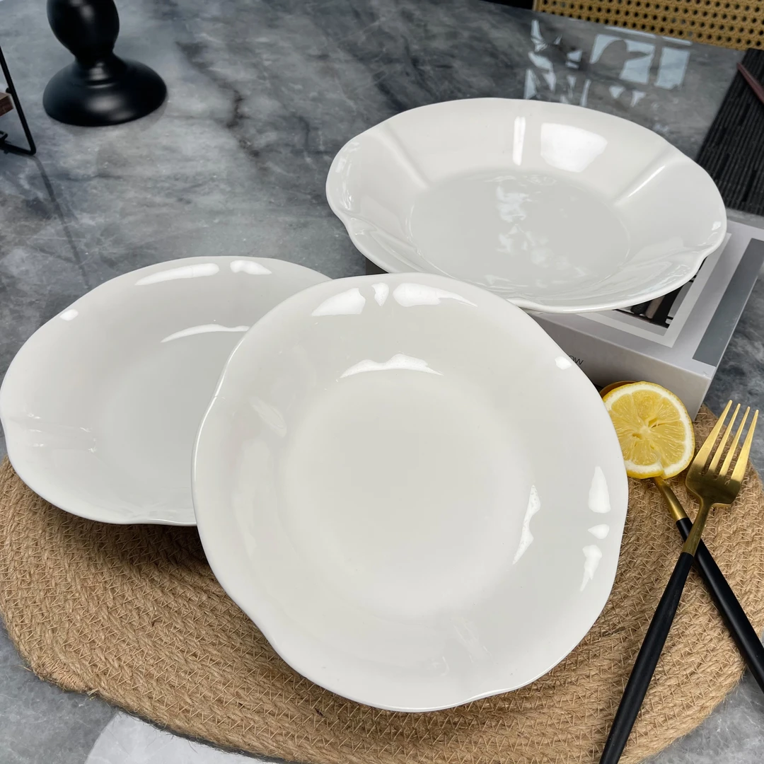 【高颜值玉兰盘】纯白简约陶瓷餐盘日式家用圆形菜盘酒店早餐盘菜碟