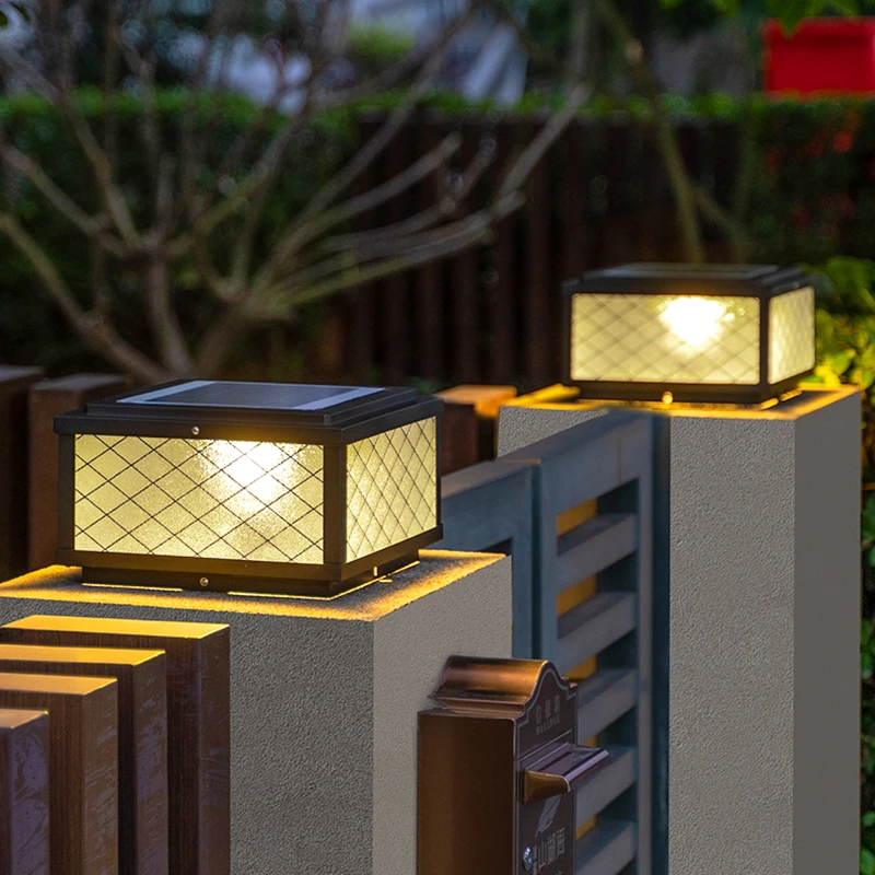 太阳能柱头灯户外防水庭院别墅花园大门柱灯现代简约室外围墙灯