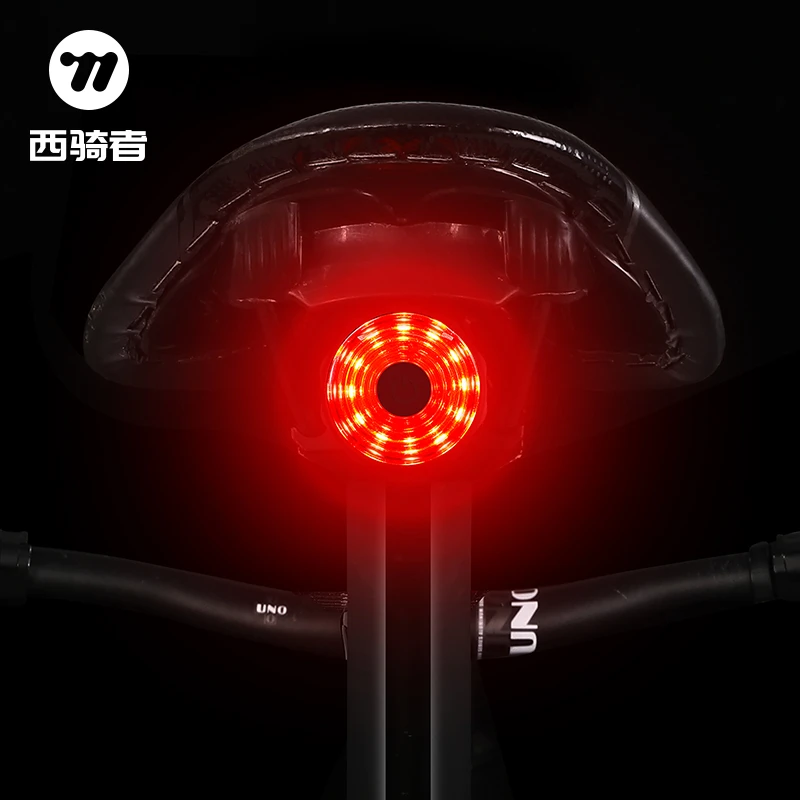 西骑者智能感应刹车灯自行车尾灯夜骑公路山地车USB充电骑行配件