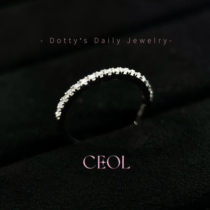 925银莫桑石戒指莫桑石戒指CEOL莫桑钻银戒指简约首饰一字排戒