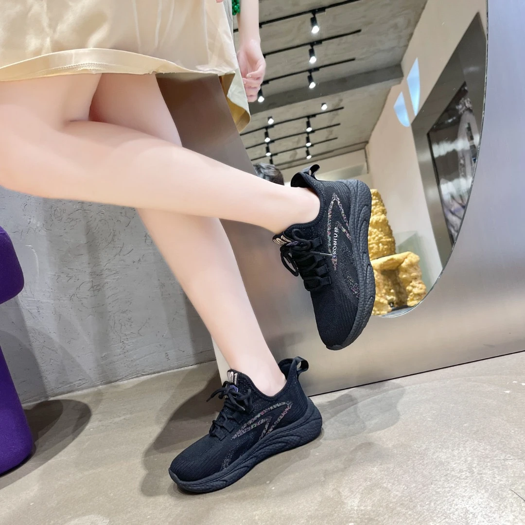 女鞋运动鞋时尚百搭透气休闲鞋网面飞织跑步软底   65E309