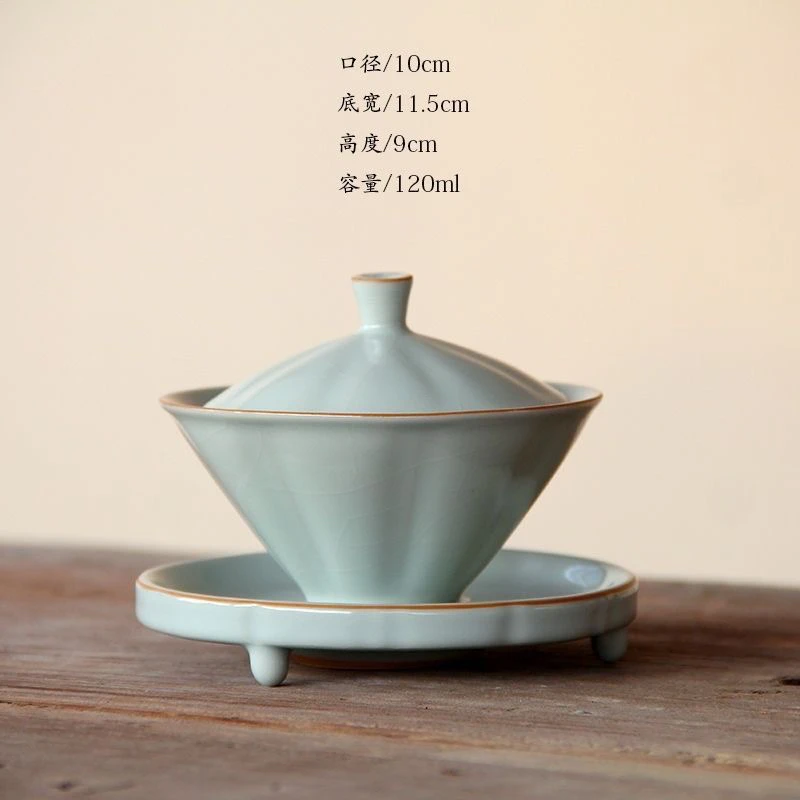 誉晟汝窑盖碗高端三才茶碗茶杯景德镇陶瓷功夫茶具单个不烫手新款