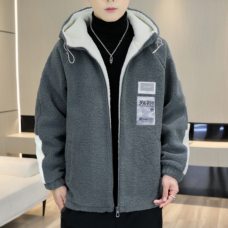 冬季新款国潮爆款韩版ins风阔版潮流情侣颗粒绒连帽外套 22099