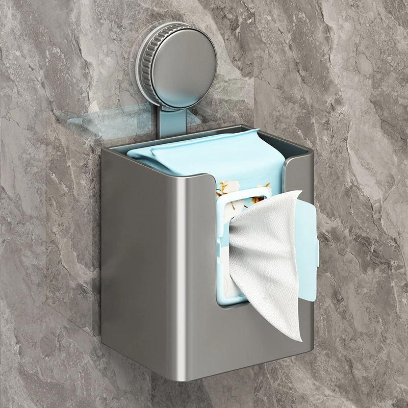 吸盘纸巾盒卫生间壁挂式洗脸巾收纳盒抽纸盒厕所卷纸筒置物架家用