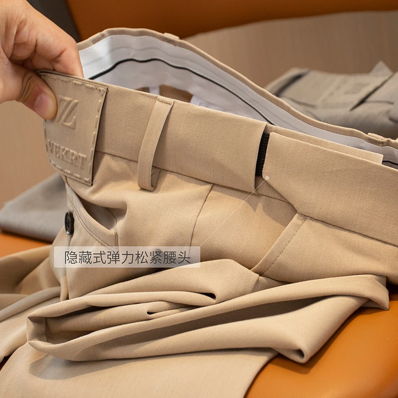 解放你的腰间盘 隐藏式松紧腰头休闲裤男修男春春秋灰色棉弹卡其