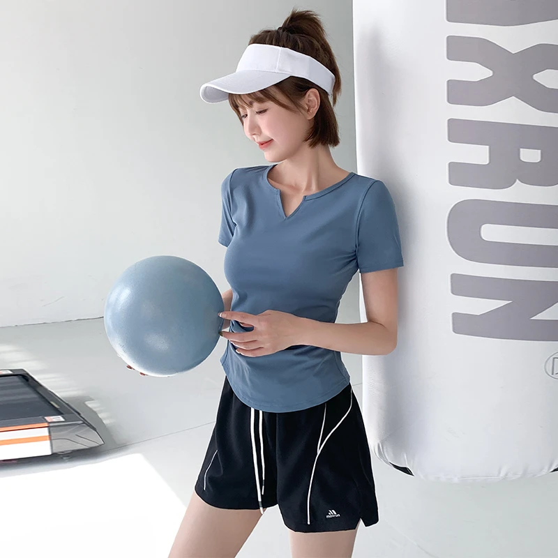 Maxrun大码健身服瑜伽服短袖修身显瘦运动上衣夏季跑步速干T恤C54